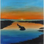 Rex O'DELL (British b. 1934) Sunset  Hayle, Acrylic on canvas, Signed and dated 2022 lower right,