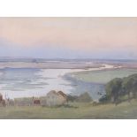 George HORTON (British 1859-1950) Peaceful River Eventide, Watercolour, Signed lower right, 9" x