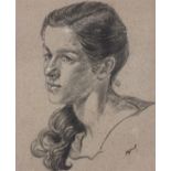 Hyman SEGAL (British 1914-2004) Portrait of a Young Woman, Charcoal on buff paper, Signed lower