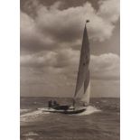 Beken & Son Cowes HRH The Duke of Edinburgh Sailing Bluebottle, Black and white photographic