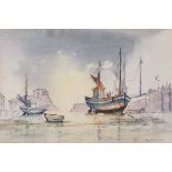 Renee NASH (British 20th/21st Century) Fishing Boats Mevagissey, Watercolour, Signed lower right,