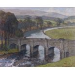 Hurst BLAMFORD (British 1871-1950) North Country River Bridge, Oil on canvas, Signed lower right,