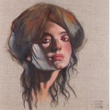 David GAINFORD (British b. 1941) Portrait of an Aloof Woman, Oil on canvas board, Signed lower