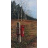 Janet LANGFORD (British 20th/21st Century) Forest Post Box - at Godshill Wood, Acrylic on paper,