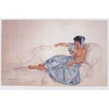 After William Russell FLINT (British 1880-1969) Blue Ribbon, Lithograph, Numbered 159/750 in