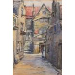 J H B (British 19th/20th Century) Continental Back Street, Watercolour, Signed with initials lower