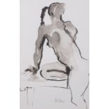 Suzannah CLEMENCE (British b. 1977) Nude with a Plait, Ink on paper, Signed in pencil lower