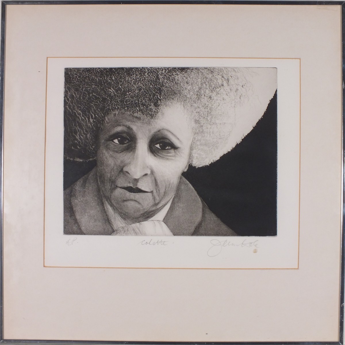 BRITISH SCHOOL CONTEMPORARY, Portrait of a woman titled 'Colette', etching, artist's proof, - Image 2 of 3