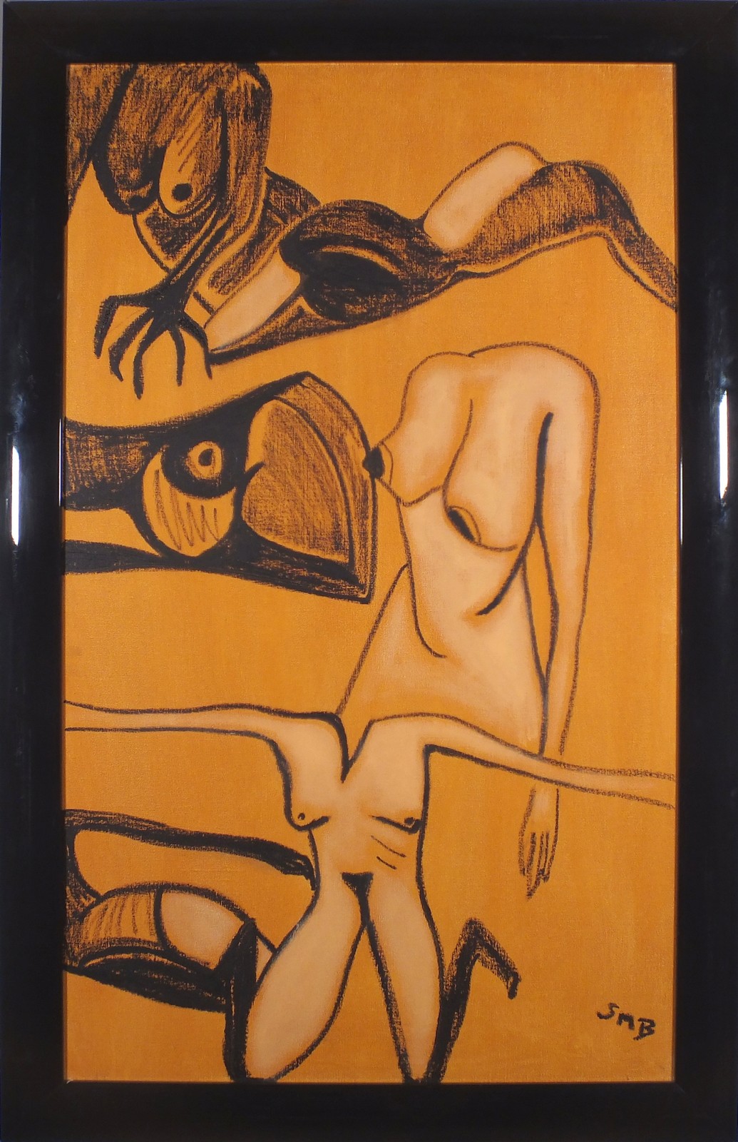 BRITISH CONTEMPORARY, A pair of abstract figures, resembling the female form, oil on canvas, - Image 5 of 6