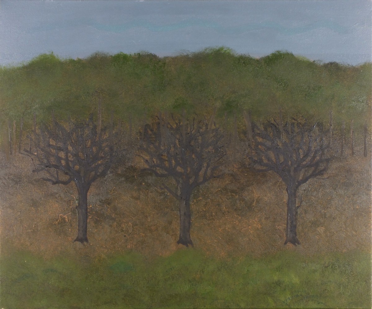 Peter FOX (British b. 1952) Sacred Grove, Oil on canvas, titled and signed on label verso, dated