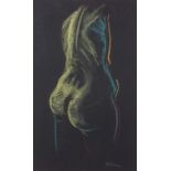Suzannah CLEMENCE (British b. 1977) Nude Viewed from Behind, Coloured chalk on black paper, Signed