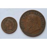 South Africa penny 1894 plus USA one cent 1907