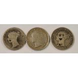 Three groats 1843, 1854, 1855