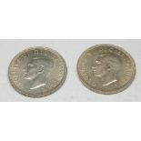 Two Scottish shillings 1944 and 1945, uncirculated