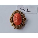 A GEORGIAN HIGH CARAT GOLD AND CORAL CAMEO CLASP