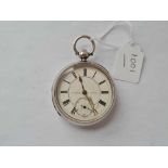 A gents silver pocket watch Yabsley London with seconds dial