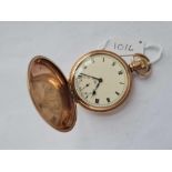A gents rolled gold hunter pocket watch with seconds dial W/O