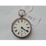 A ladies silver fob watch with seconds dial