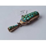 A Victorian gold and turquoise snake clasp with cabochon ruby eyes