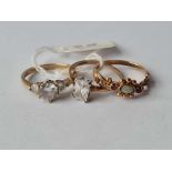 Three assorted dress rings 9ct - 5.9 gms