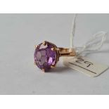 A amethyst dress ring 9ct size L 1/2 - 3.8 gms