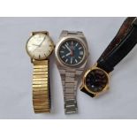 Three gents wrist watches ( rotary roma and mont blanc )