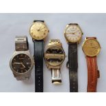 Five gents wrist watches including three sekonda rotary and ingersoll