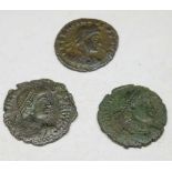 Three Roman bronze of Valentinian I, Valens and Gratian
