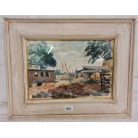 WILLIAM DRING, a farm yard entitled 'An August Day' 9" x13" with labels on reverse