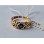 A VICTORIAN SAPPHIRE AND DIAMOND FANCY RING 18CT GOLD B'HAM 1902 SIZE P - 4.9 GMS