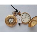 A rolled gold half hunter gents pocket watch together with another rolled gold pocket watch both