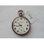 A gents silver pocket watch by Record "Dreadnought" W/O