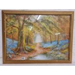 REG D SHERRIN, 'The Bluebell Wood', 15" x 21" signed