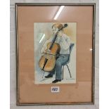 GWEN MANDLEY, 'The Cello' 9" x 6" signed