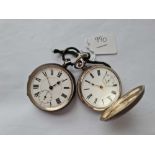 Two gents silver pocket watches both with seconds dial