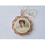 A LARGE EDWARDIAN 15CT GOLD AND PEARL LOCKET WITH HAND PAINTED AND SIGNED MINIATURE