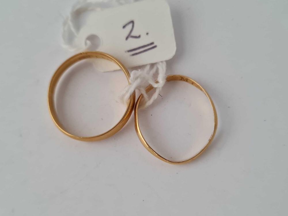 Two signet rings sizes Q&N 22ct gold - 4.3 gms - Image 2 of 2