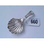 Another George III bright cut caddy spoon with shell bowl London 1793 by CF