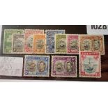 Granada SG153-62, 163d (1938-50). Set to 5sh, p 12.5, one of each value, plus 10sh (SG163d). Fine