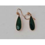 A pair of malachite earrings 9ct