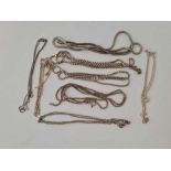 Eight Assorted silver chains 47g