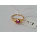 Victorian high carat ruby gypsy ring size K 3g