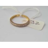 A half hoop 18ct gold and diamond ring size O 2.6g inc
