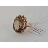 A citrine dress ring 9ct size R 1/2 - 7.7 gms