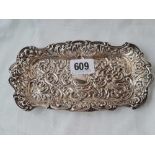 A attractive late Victorian dressing table tray embossed decoration pieced sides 7 inches long B'ham