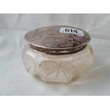 A circular jar with glass body B'ham 1928