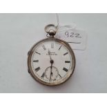 A gents silver pocket watch by H Samuel with seconds dial W/O