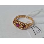 A fancy ruby set gypsy ring (Chester 1911) 18ct gold size N - 2.2 gms