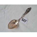 A leaf shaped continental caddy spoon (800standard) by AMD