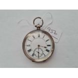 A gent silver pocket watch with seconds dial